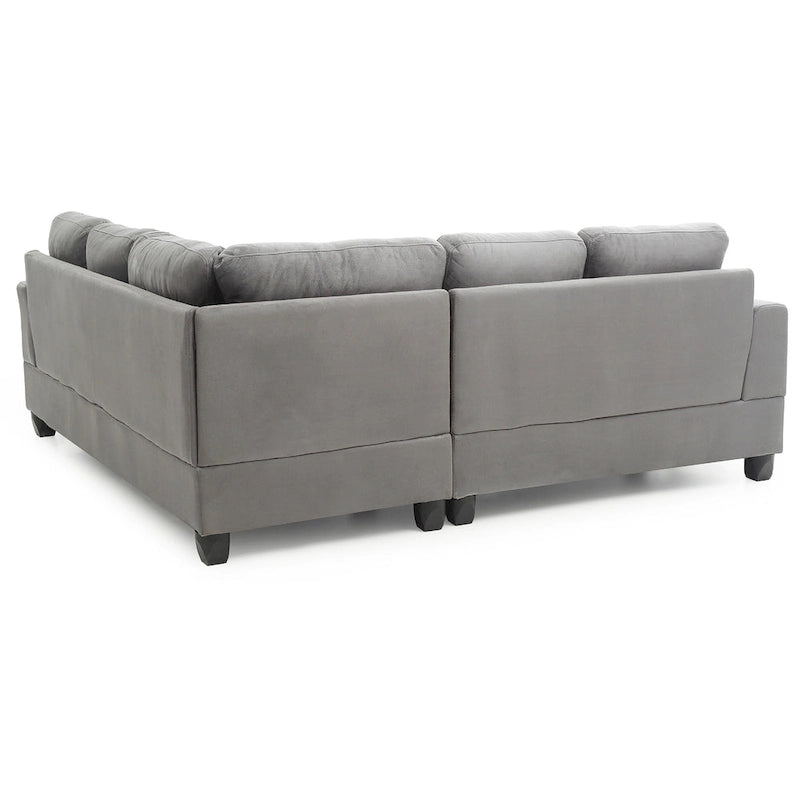 Wood Tufted Microsuede L-Shape Sectional Sofa - 80 - Gray - image 4