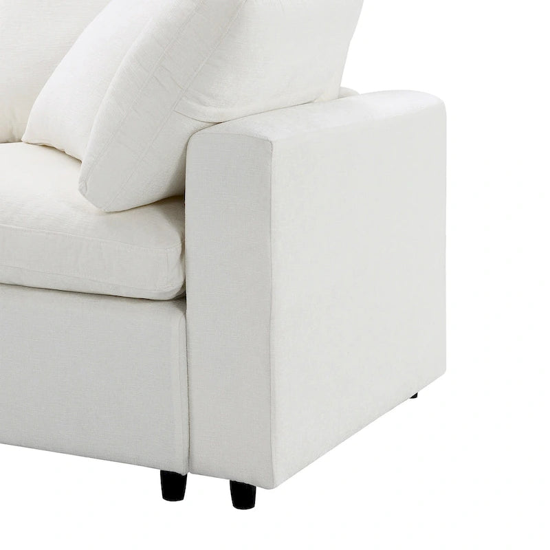 Wood Beige 130 Chenille U-Shaped Sleeper Sectional Sofa, 6-Piece Modular Design - image 20