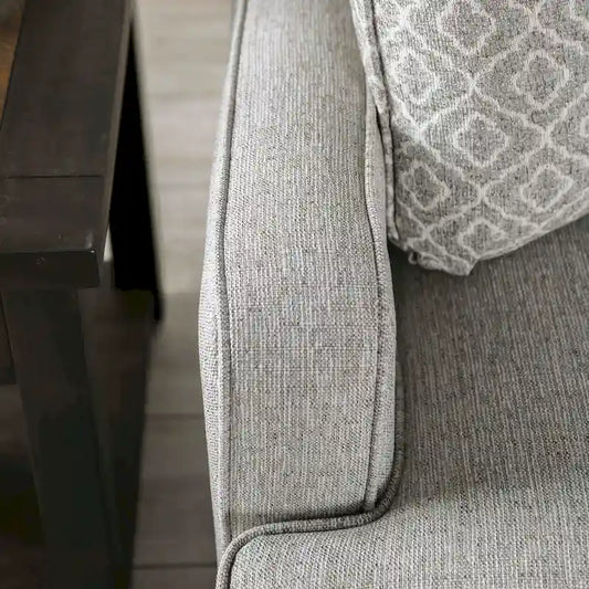 Solid Wood Ruwa Transitional Grey Fabric Sofa with Accent Pillows by Furniture of America - image 2