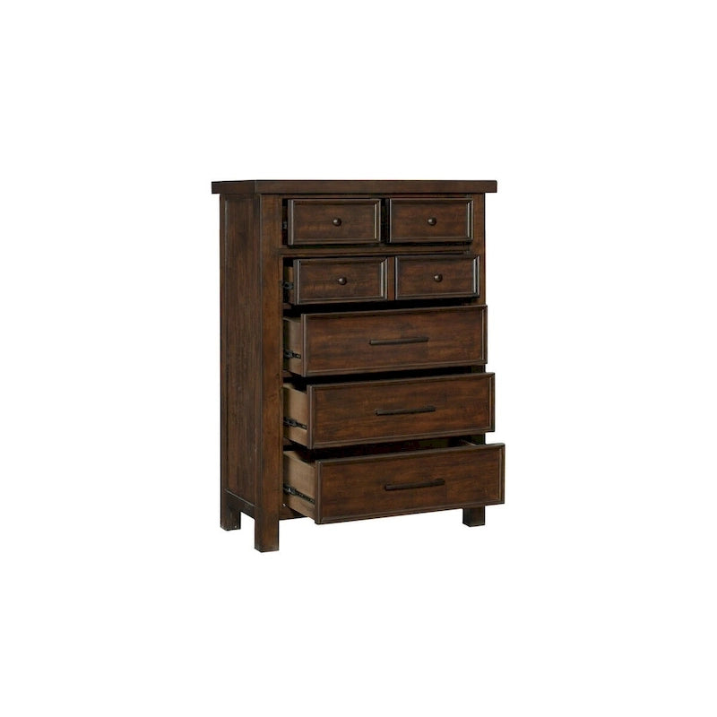 Engineered Wood Salma 5 Piece Brown Modern Storage Sleigh Platform Bedroom Set - image 20