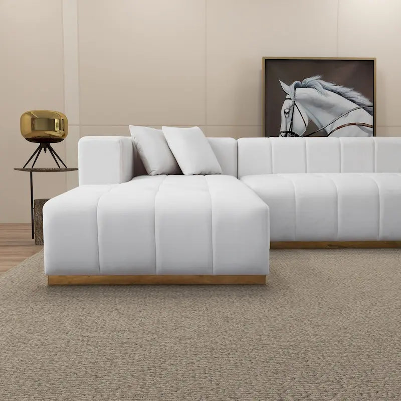 Solid Wood Bliss 3-Piece Velvet U-Shaped Corner Sectional Sofa