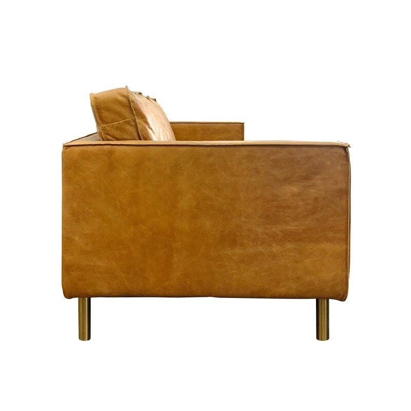 Wood Weston Natural Leather Minimalist Sofa - 78.8W x 35.5D x 33.5H - image 11
