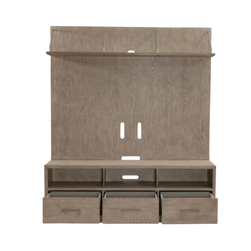 Wood City Scape Burnished Beige Entertainment Center - image 12