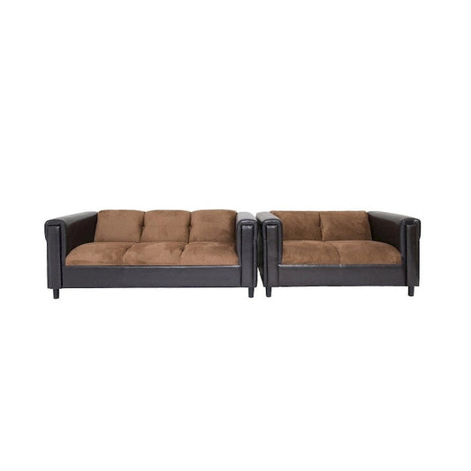 Solid Wood HomeRoots 72 Brown Chenille And Black Sofa - 72 - image 2