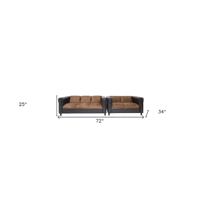 Solid Wood HomeRoots 72 Brown Chenille And Black Sofa - 72 - image 4