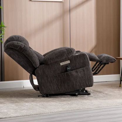 Chenille Power Lift Recliner Chair with 8-Point Vibration Massage and Lumbar Heating, USB and Type-C Ports