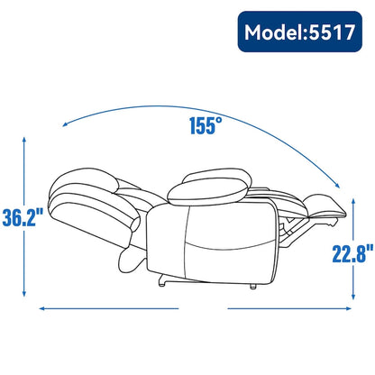 Chenille Power Lift Recliner Chair with 8-Point Vibration Massage and Lumbar Heating, USB and Type-C Ports