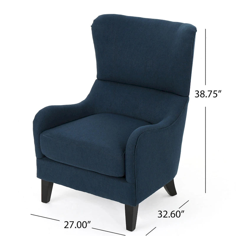 Navy Blue 27 High Back Accent Chair with Wing Back