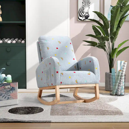 26.8 Upholstered High Back Rocking Chair with Side Pocket