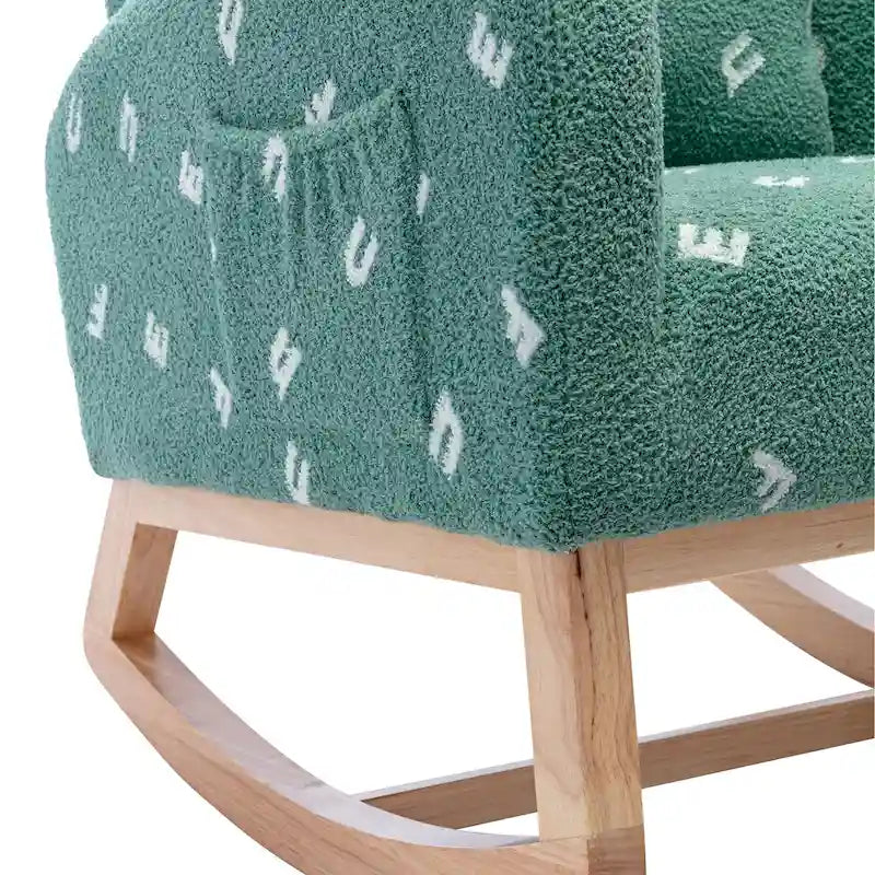 26.8 Upholstered High Back Rocking Chair with Side Pocket