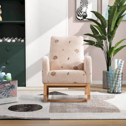 26.8 Upholstered High Back Rocking Chair with Side Pocket