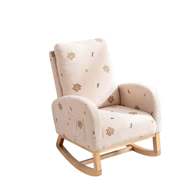 26.8 Upholstered High Back Rocking Chair with Side Pocket