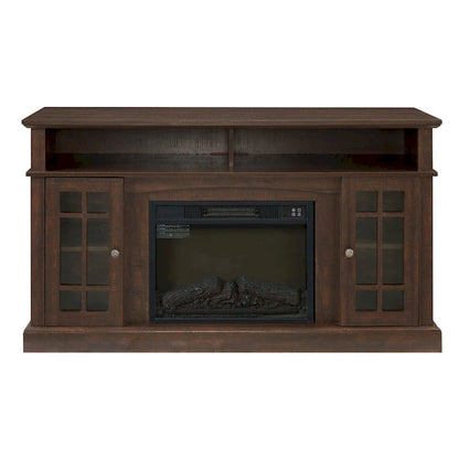 Espresso 58.25 Fireplace TV Stand with Open & Closed Storage for 65 TVs