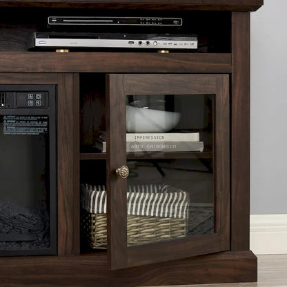Modern TV Stand Media Stand Modern Entertainment Console for TV Up to 65 with Glass Door Open and Closed Storage Space