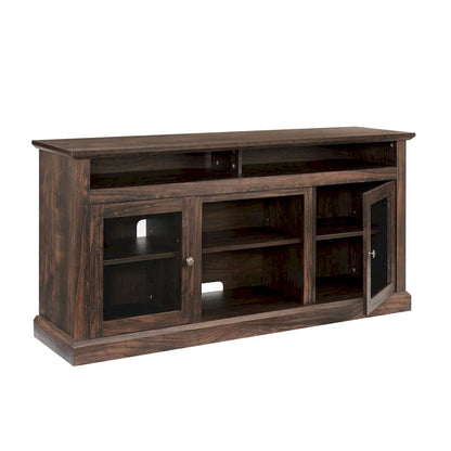 Modern TV Stand Media Stand Modern Entertainment Console for TV Up to 65 with Glass Door Open and Closed Storage Space