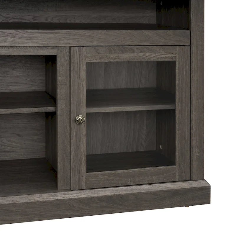 Modern TV Stand Media Stand Modern Entertainment Console for TV Up to 65 with Glass Door Open and Closed Storage Space