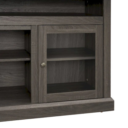 Modern TV Stand Media Stand Modern Entertainment Console for TV Up to 65 with Glass Door Open and Closed Storage Space
