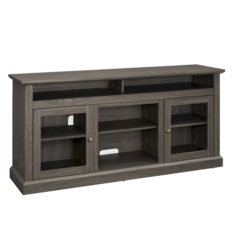 Modern TV Stand Media Stand Modern Entertainment Console for TV Up to 65 with Glass Door Open and Closed Storage Space