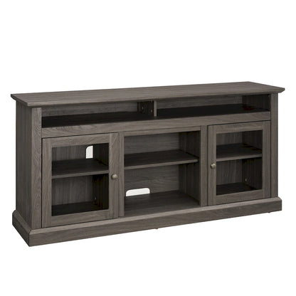 Modern TV Stand Media Stand Modern Entertainment Console for TV Up to 65 with Glass Door Open and Closed Storage Space