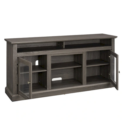 Modern TV Stand Media Stand Modern Entertainment Console for TV Up to 65 with Glass Door Open and Closed Storage Space
