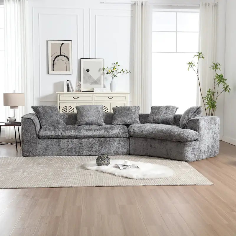 Living Room Oversized Boucle Sofa 3 Seater