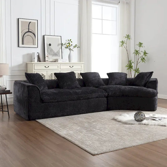 Living Room Oversized Boucle Sofa 3 Seater