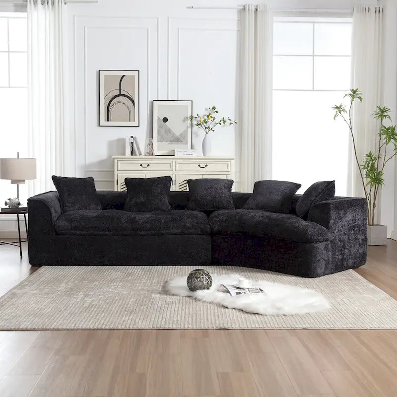 Living Room Oversized Boucle Sofa 3 Seater