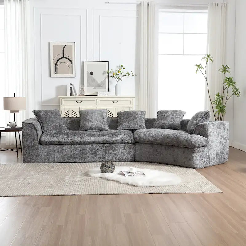 Living Room Oversized Boucle Sofa 3 Seater