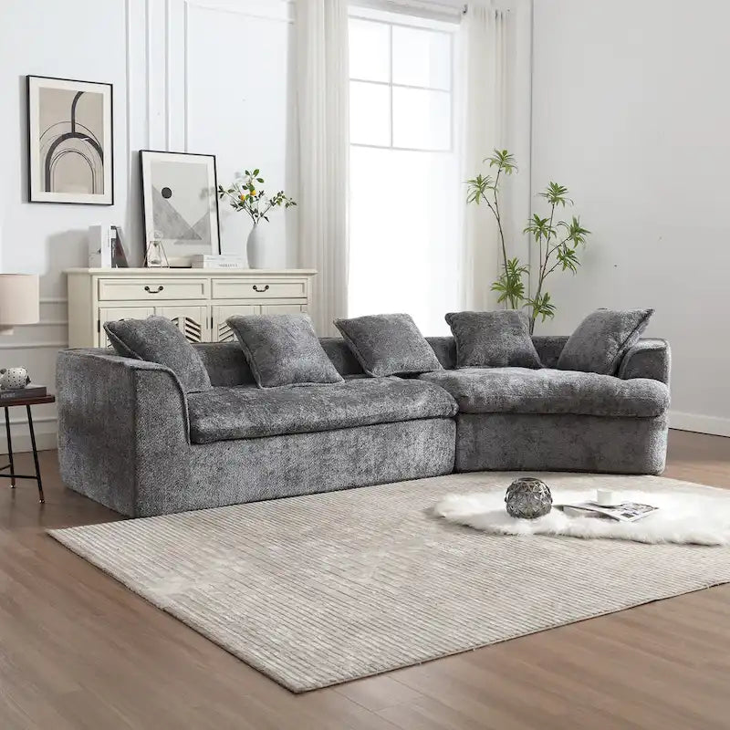 Living Room Oversized Boucle Sofa 3 Seater