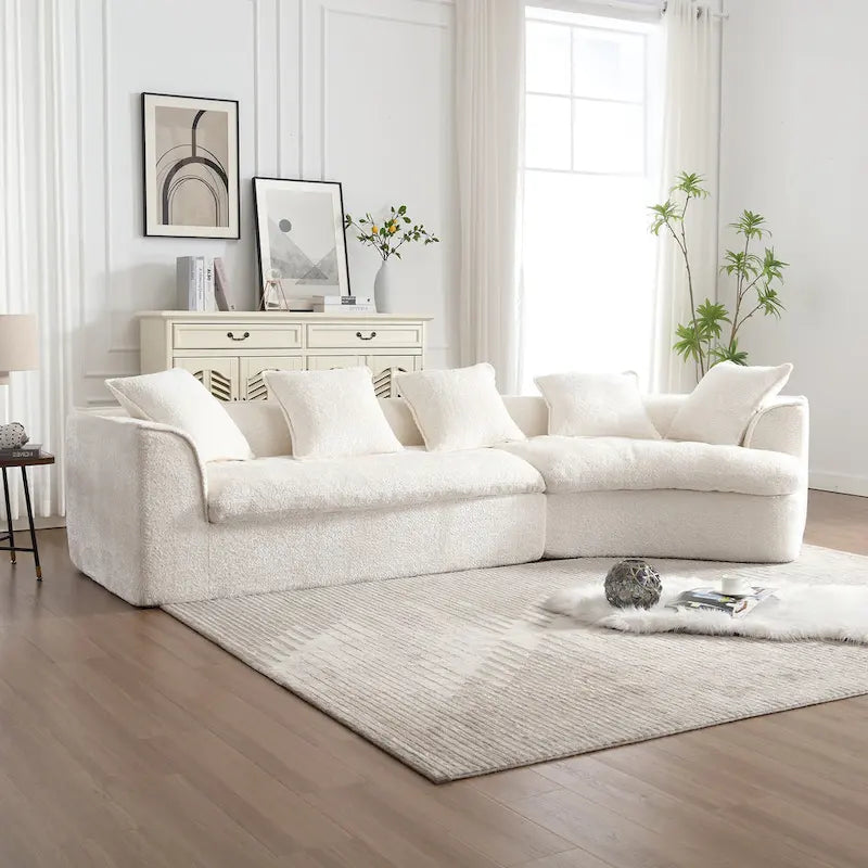 Living Room Oversized Boucle Sofa 3 Seater