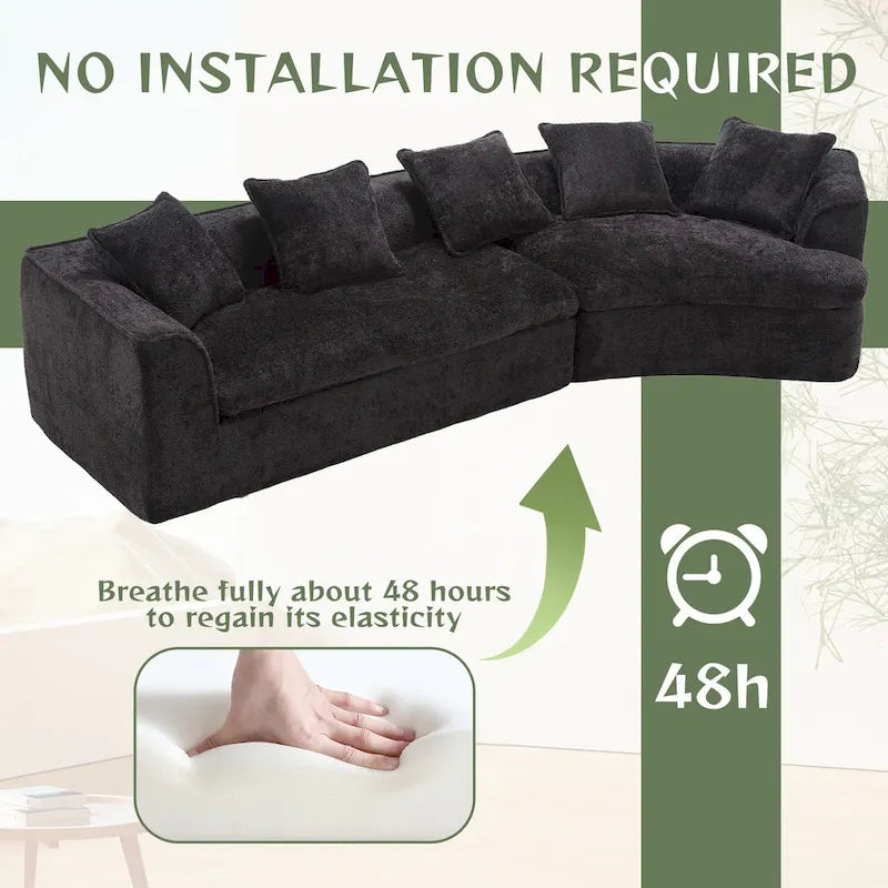 Living Room Oversized Boucle Sofa 3 Seater