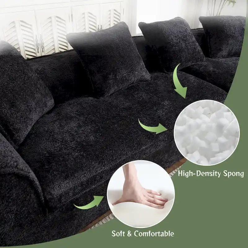 Living Room Oversized Boucle Sofa 3 Seater