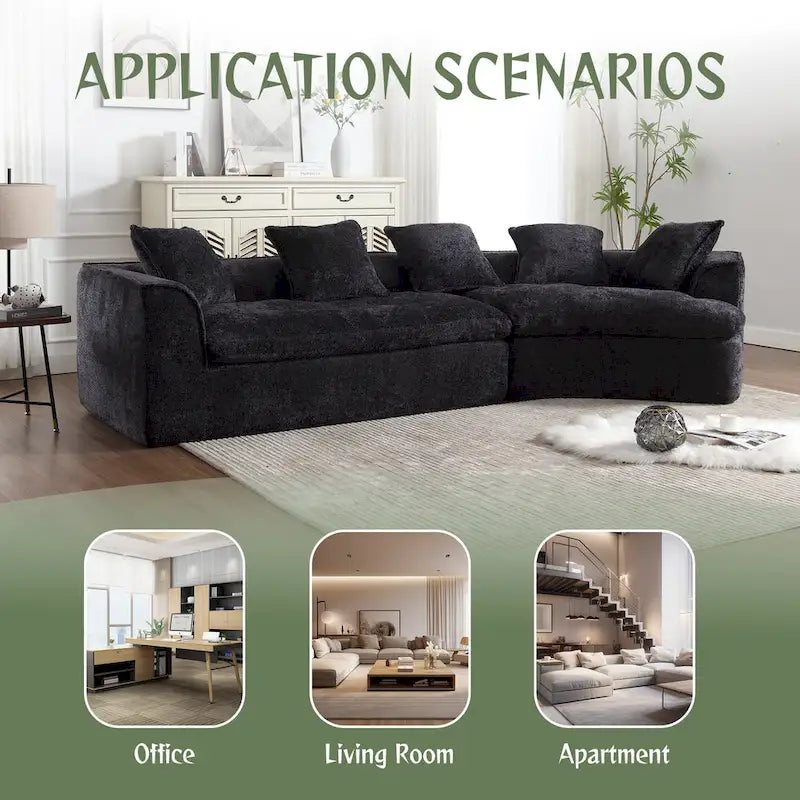 Living Room Oversized Boucle Sofa 3 Seater