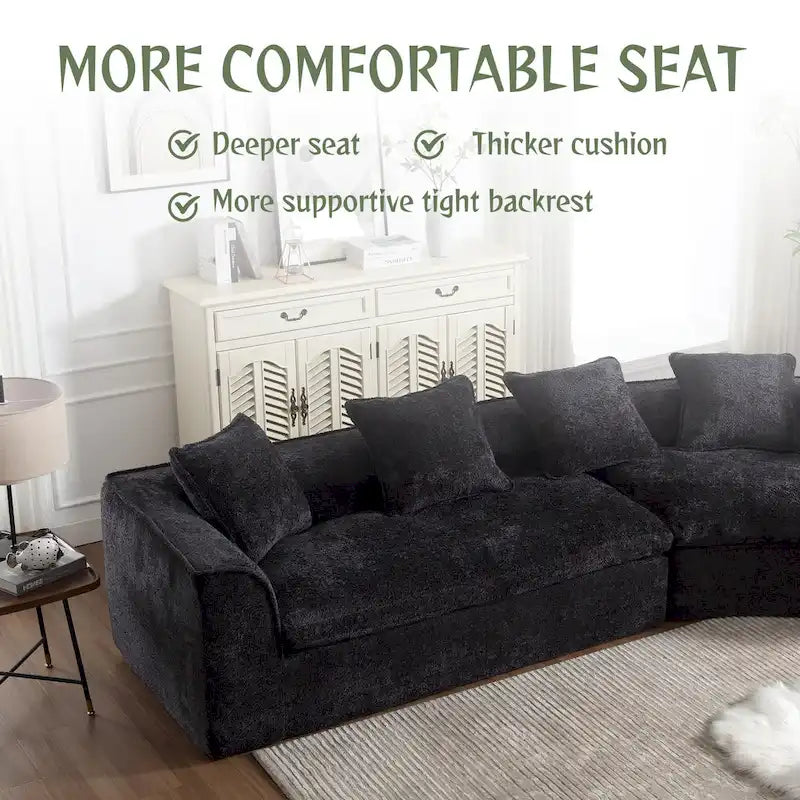 Living Room Oversized Boucle Sofa 3 Seater