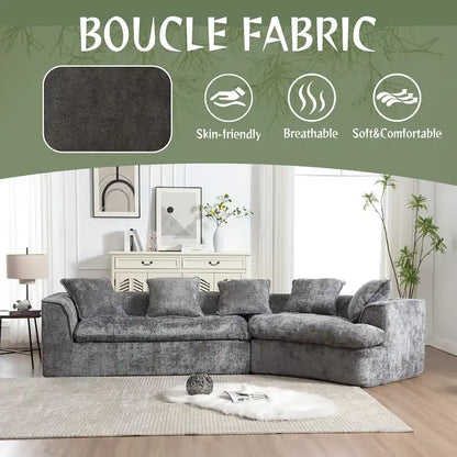 Living Room Oversized Boucle Sofa 3 Seater