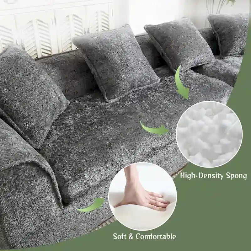 Living Room Oversized Boucle Sofa 3 Seater