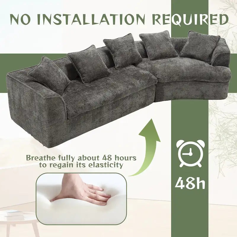 Living Room Oversized Boucle Sofa 3 Seater