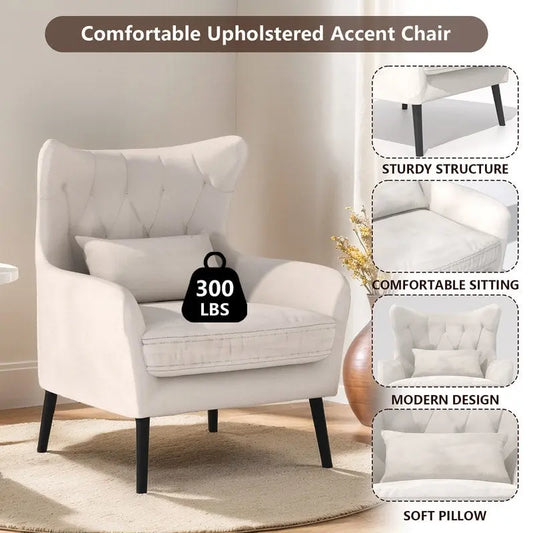 Velvet Accent Chair Comfy Oversized Reading For Living Room(Set of 2)