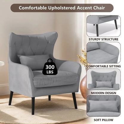 Velvet Accent Chair Comfy Oversized Reading For Living Room(Set of 2)