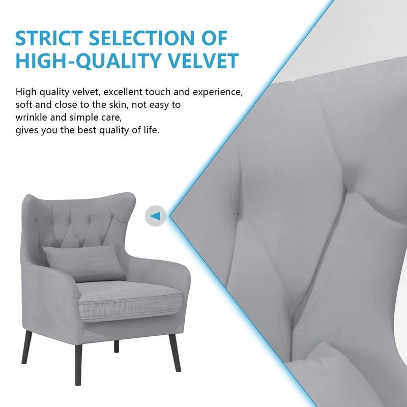 Velvet Accent Chair Comfy Oversized Reading For Living Room(Set of 2)
