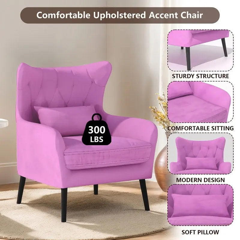 Velvet Accent Chair Comfy Oversized Reading For Living Room(Set of 2)