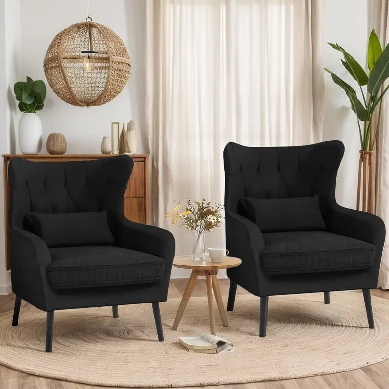 Velvet Accent Chair Comfy Oversized Reading For Living Room(Set of 2)