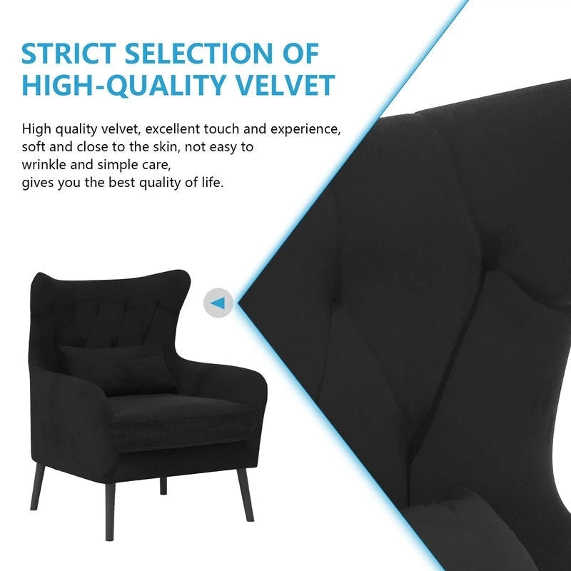 Velvet Accent Chair Comfy Oversized Reading For Living Room(Set of 2)