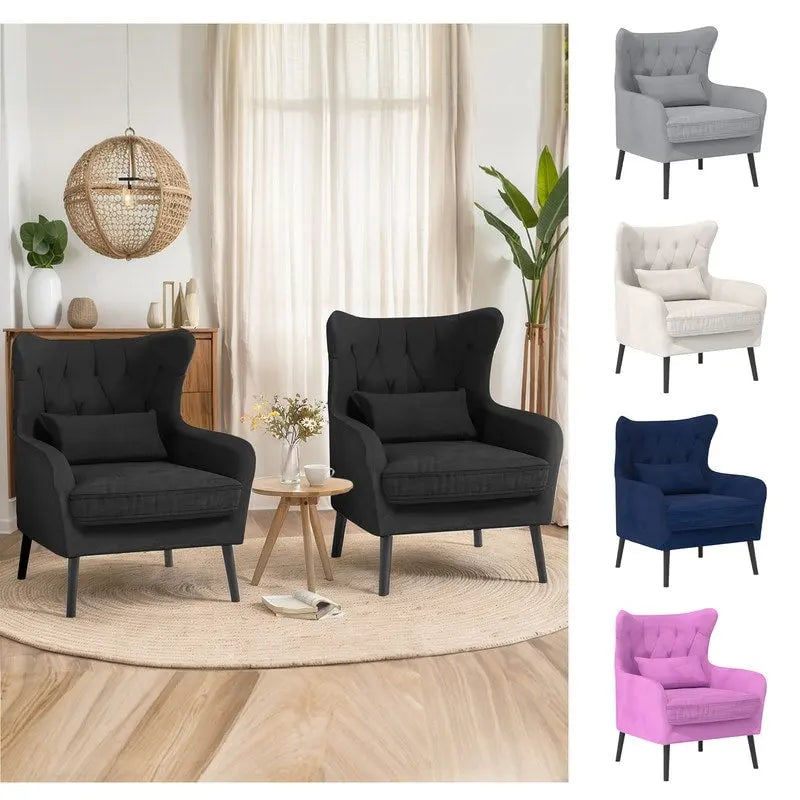 Velvet Accent Chair Comfy Oversized Reading For Living Room(Set of 2)