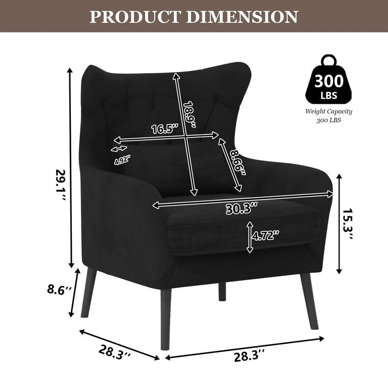 Velvet Accent Chair Comfy Oversized Reading For Living Room(Set of 2)