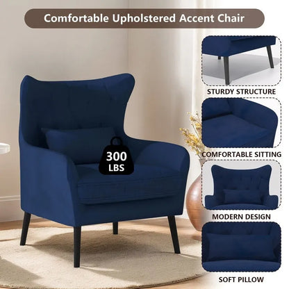 Velvet Accent Chair Comfy Oversized Reading For Living Room(Set of 2)