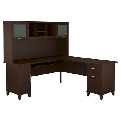 Bush Furniture Somerset 72W L Shaped Desk with Storage Hutch