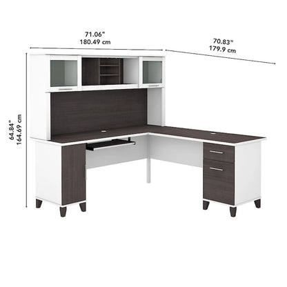 Bush Furniture Somerset 72W L Shaped Desk with Storage Hutch