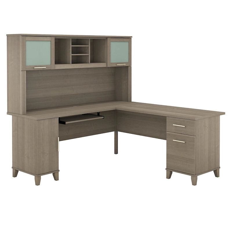 Bush Furniture Somerset 72W L Shaped Desk with Storage Hutch