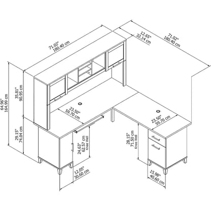 Bush Furniture Somerset 72W L Shaped Desk with Storage Hutch